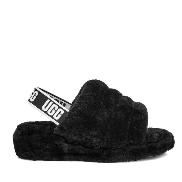 UGG Fluff Yeah Slide Slipper in Black Size 9 - Picture 1 of 6